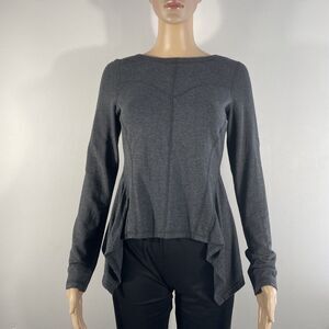 KARMA Womens Knit Top Ruffled Open Back Long Sleeve Sz XS Feminine Casual Active